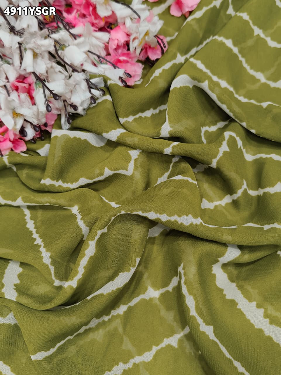 KcPc Cotton Silk Zig Zag Saree with Bijiya Work SRK