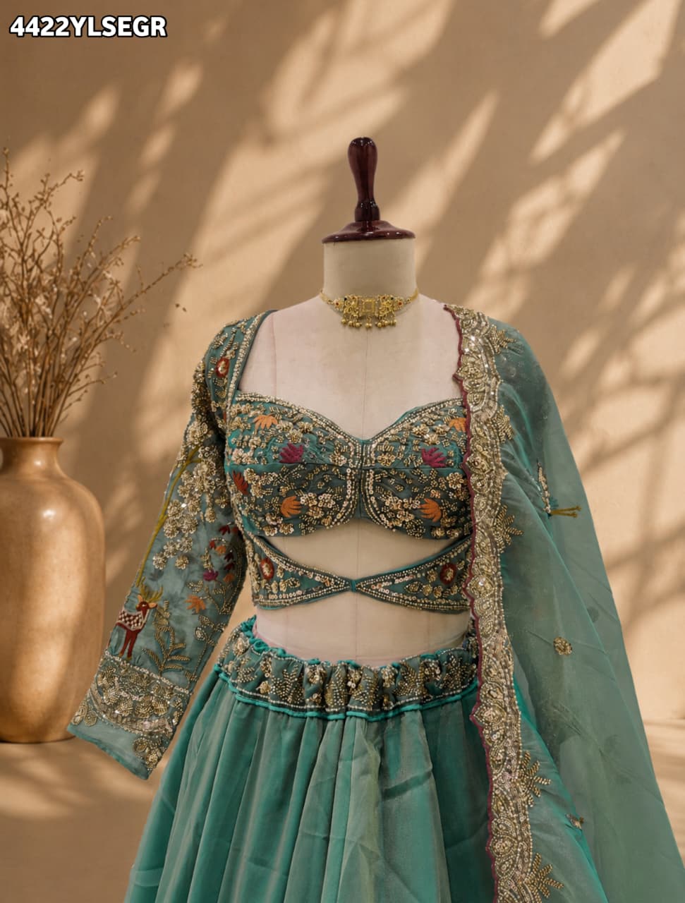 KcPc Tissue Silk Designer Lehenga with Heavy Cutdana Work VICR