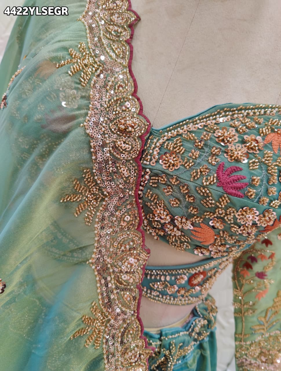 KcPc Tissue Silk Designer Lehenga with Heavy Cutdana Work VICR