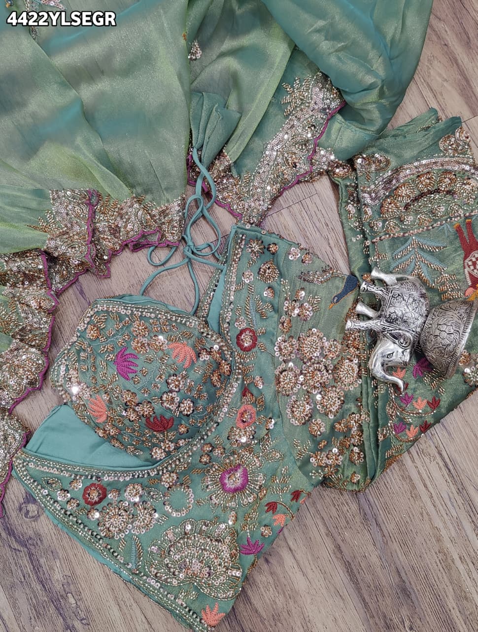 KcPc Tissue Silk Designer Lehenga with Heavy Cutdana Work VICR