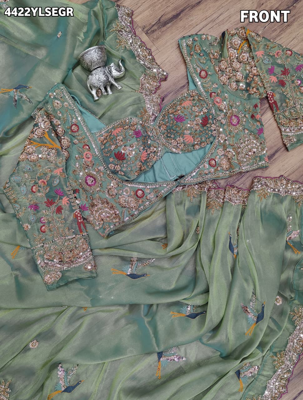 KcPc Tissue Silk Designer Lehenga with Heavy Cutdana Work VICR