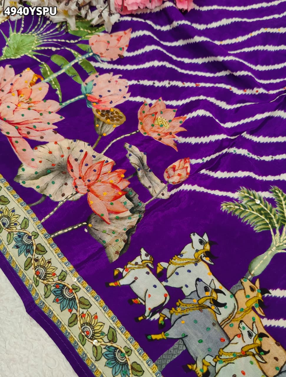 KcPc Traditional Kalamkari Pure Silk Saree with Thread WorkBRC