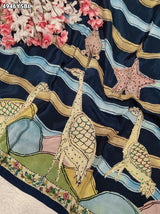 KcPc Pure Silk Kalamkari Saree with Thread WorkBRC