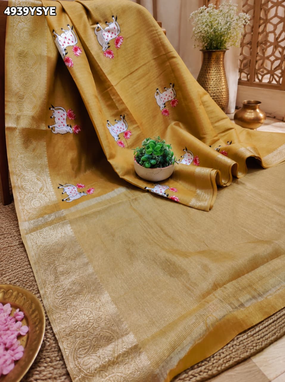 KcPc Tissue Silk Banarasi Saree with Kashida WorkSWA