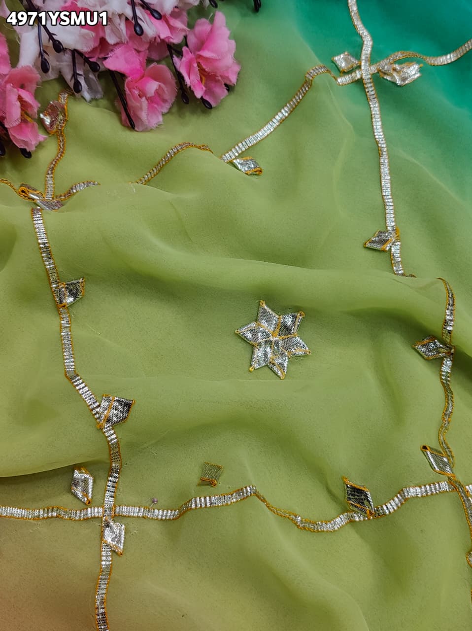KcPc Georgette Saree with Traditional Style & Gotapatti Work MHS