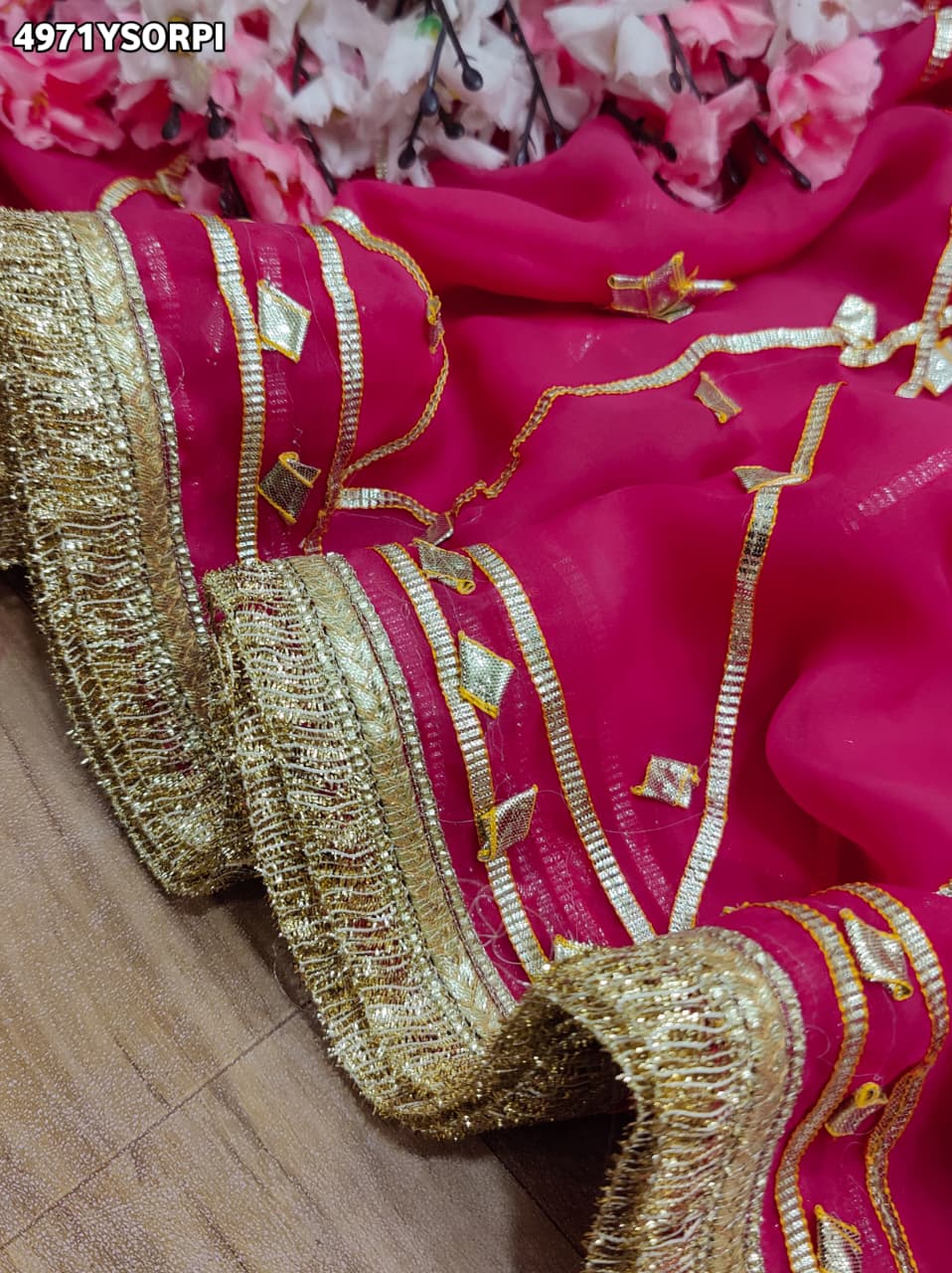 KcPc Georgette Designer Saree with Traditional Gotapatti Work MHS