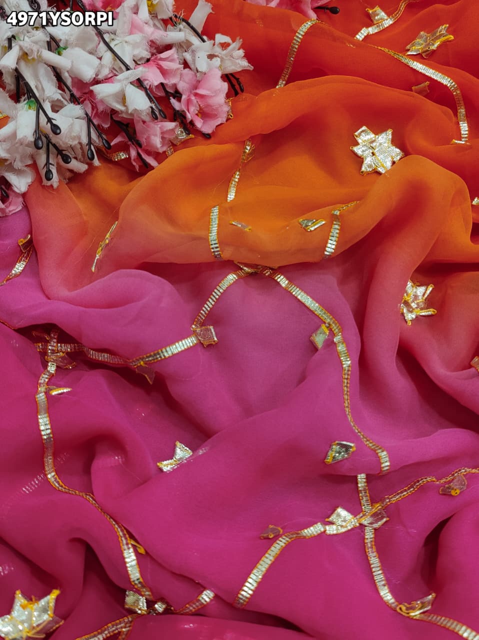KcPc Georgette Designer Saree with Traditional Gotapatti Work MHS