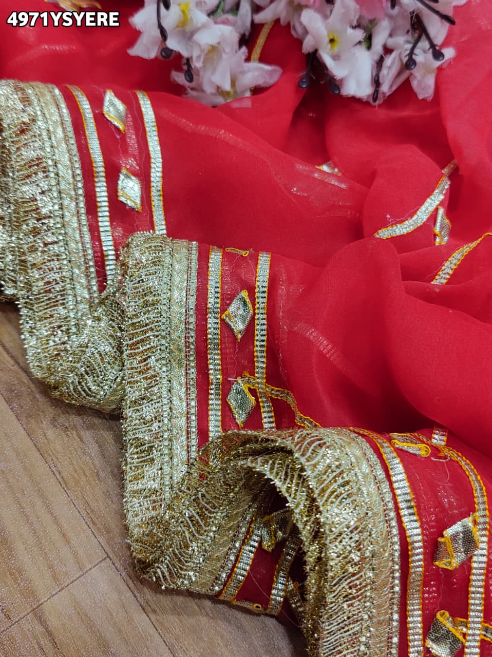 KcPc Traditional Georgette Saree with Beautiful Gotapatti Work MHS