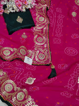 KcPc Georgette Bandhani Saree with Gotapatti Work AFN