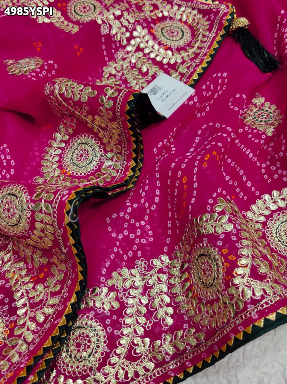KcPc Georgette Bandhani Saree with Gotapatti Work AFN