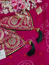 KcPc Georgette Bandhani Saree with Gotapatti Work AFN