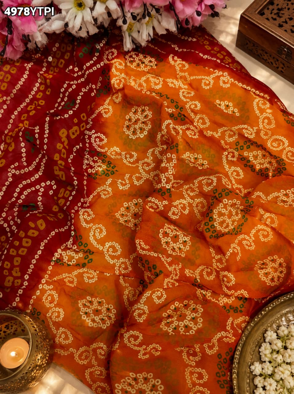 KcPc Georgette Traditional Pila Chunri with Embroidery Work
