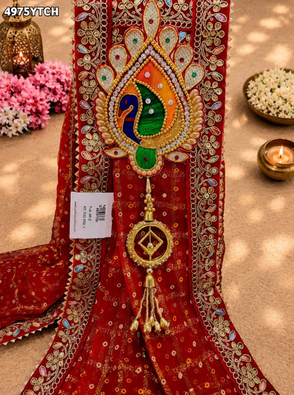 KcPc Beautiful Georgette Pila Chunri with Traditional Embroidery