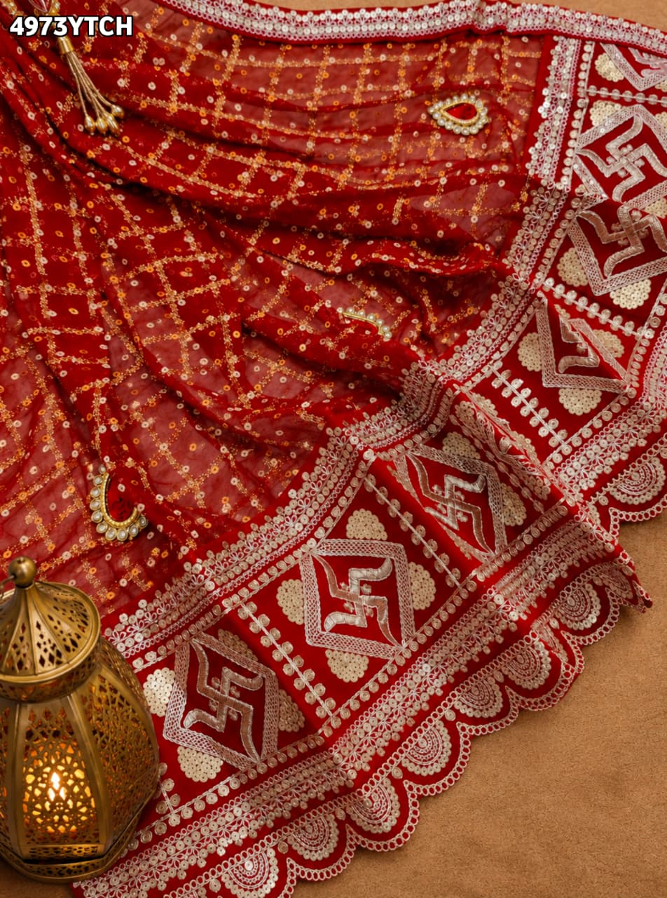 KcPc Georgette Pila Chunri with Beautiful Embroidery Work