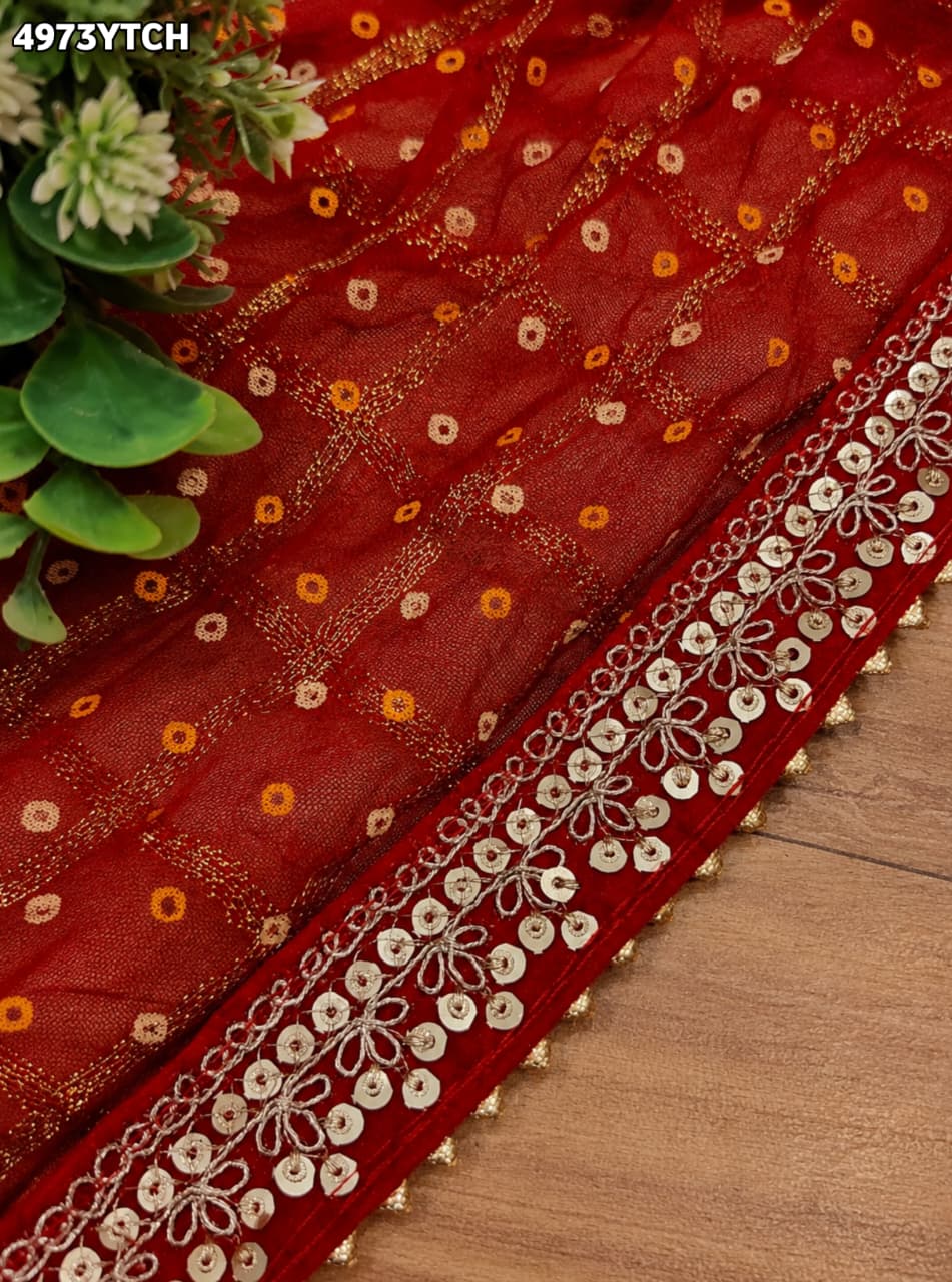 KcPc Georgette Pila Chunri with Beautiful Embroidery Work