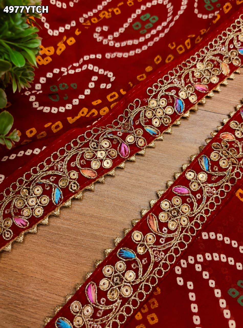 KcPc Stylish Georgette Pila Chunri with Traditional Embroidery Work