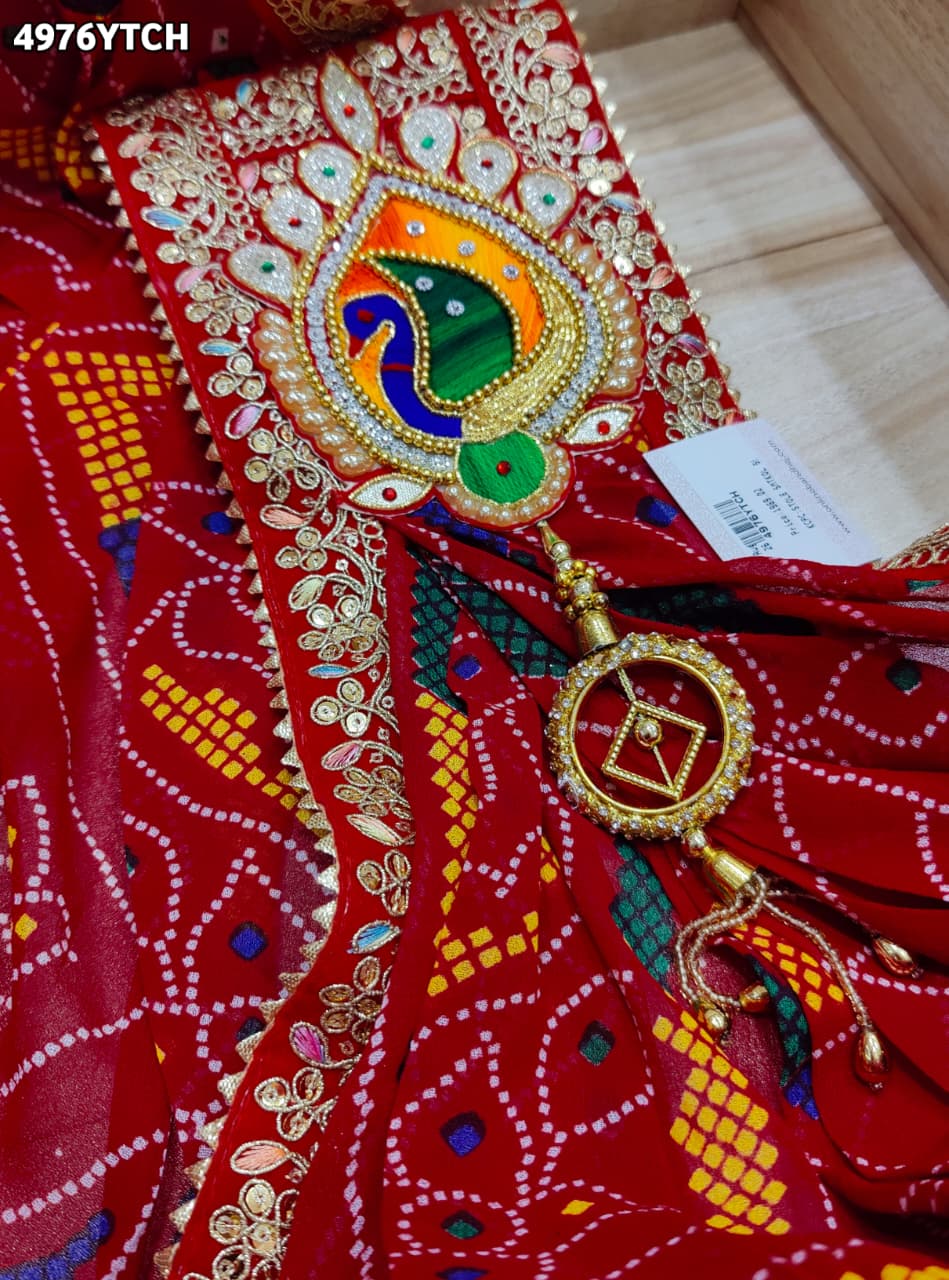 KcPc Premium Georgette Pila Chunri for Festive Occasions