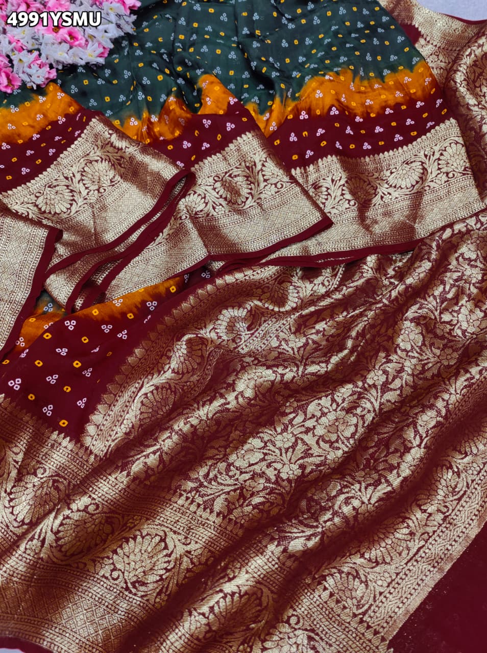 KcPc Designer Viscose Silk Tie-Dye Saree with Zari WorkRBW