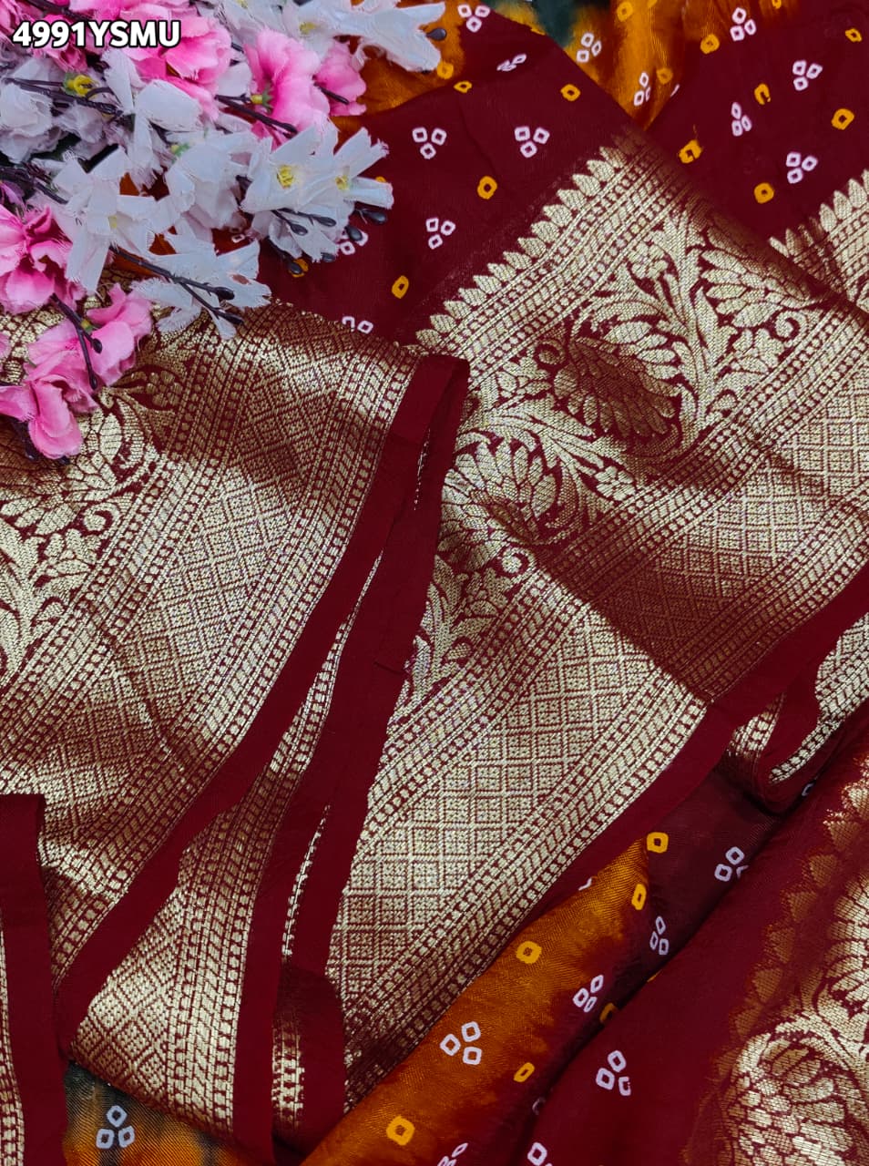 KcPc Designer Viscose Silk Tie-Dye Saree with Zari WorkRBW