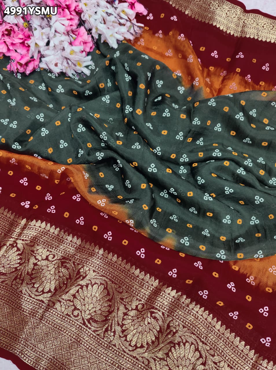 KcPc Designer Viscose Silk Tie-Dye Saree with Zari WorkRBW