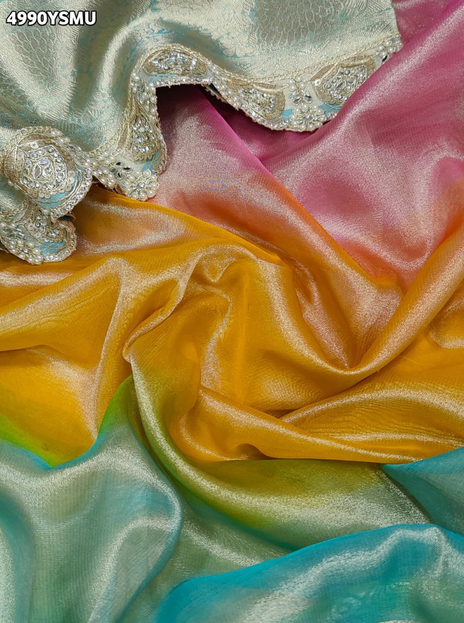 KcPc Elegant Tissue Silk Saree with Designer Diamond Stone WorkNDA