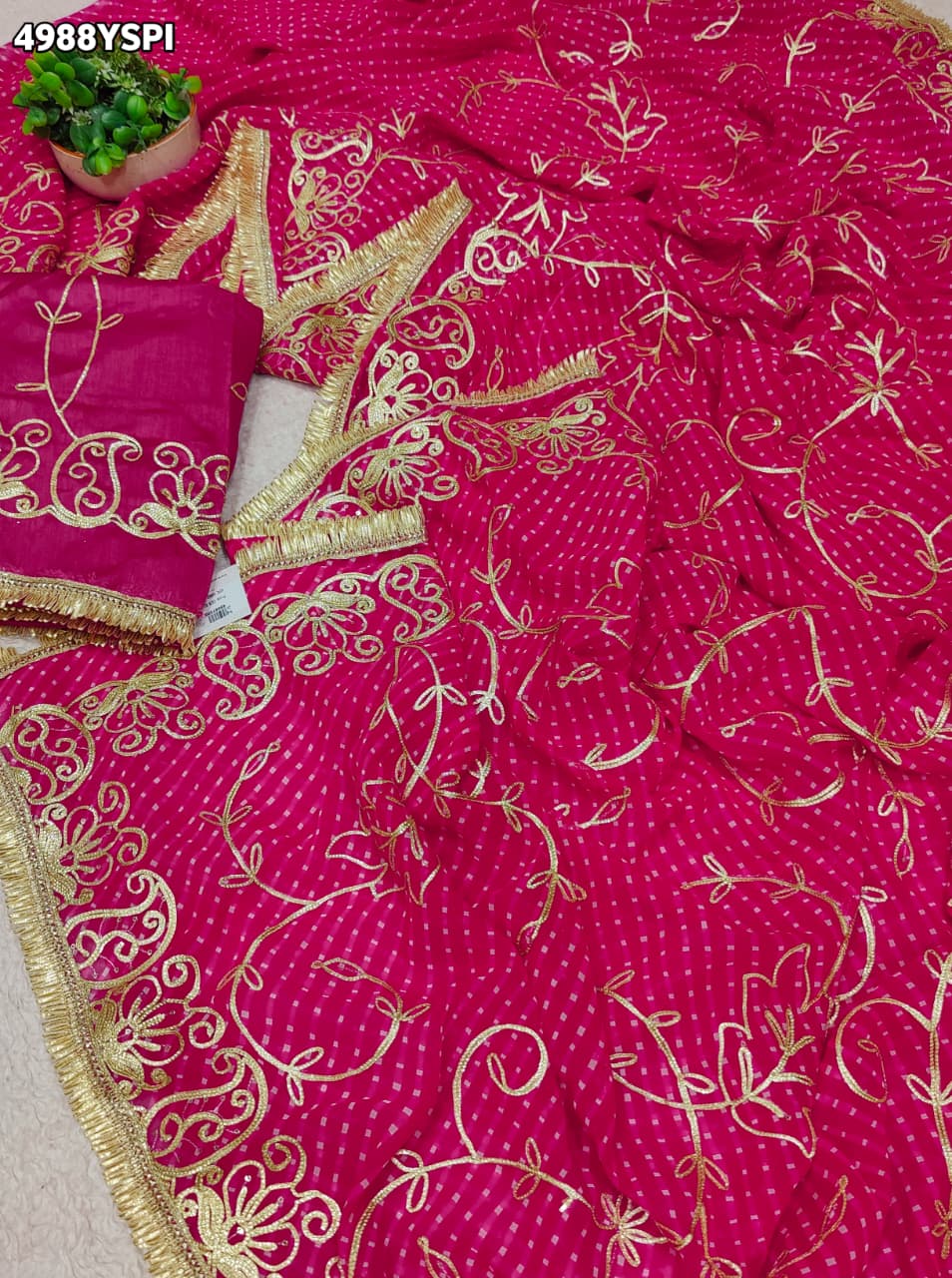 KcPc Designer Georgette Leheriya Saree with Gota WorkAFN