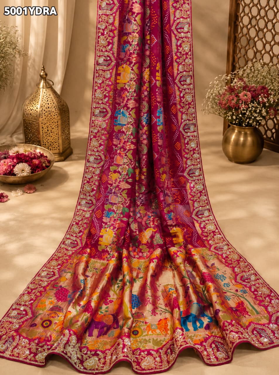KcPc Designer Georgette Kalamkari Dupatta with Heavy Embroidery
