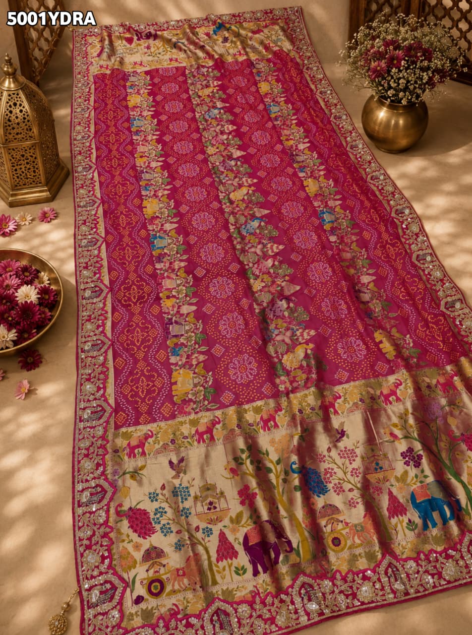 KcPc Designer Georgette Kalamkari Dupatta with Heavy Embroidery