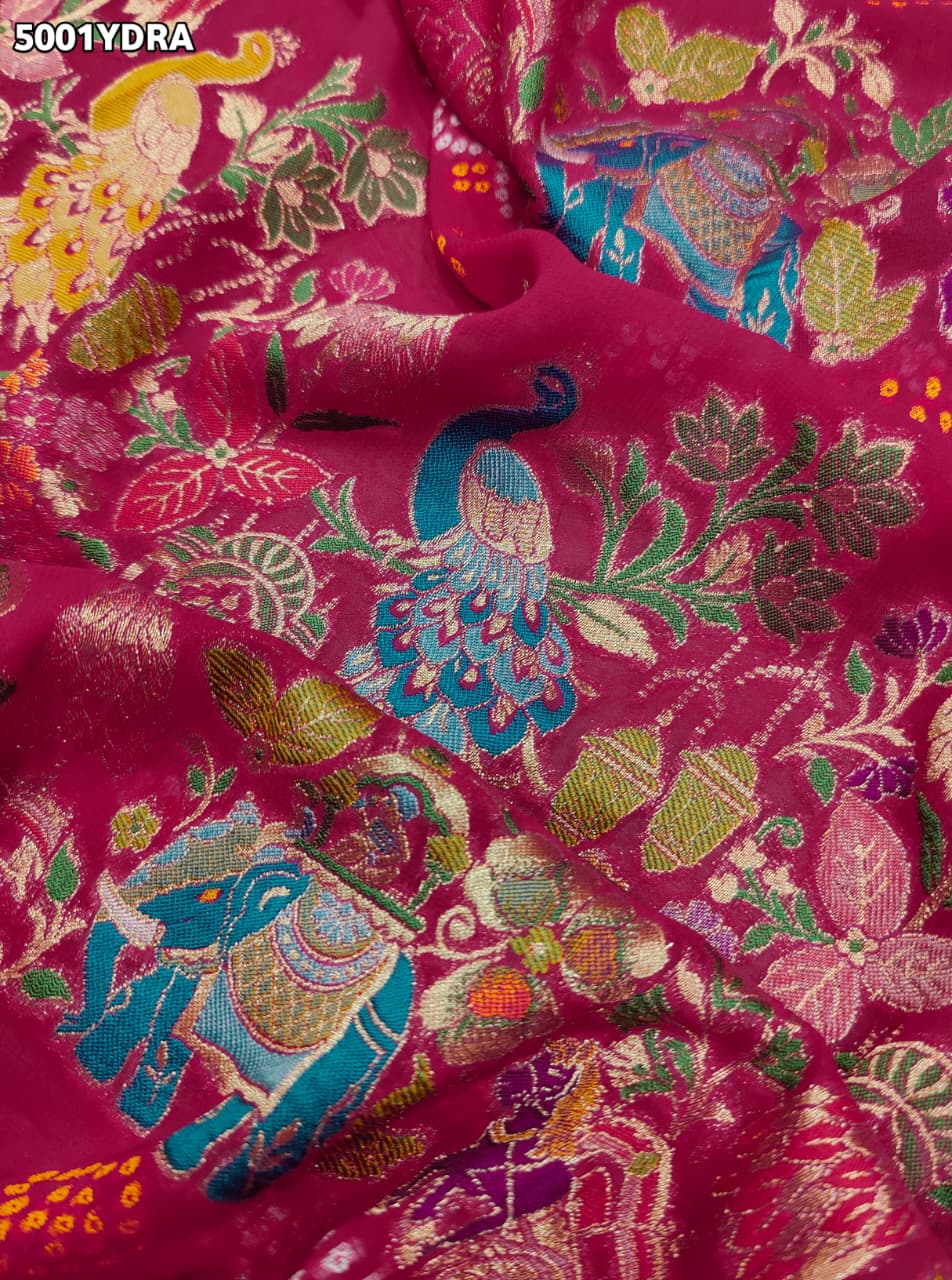 KcPc Designer Georgette Kalamkari Dupatta with Heavy Embroidery