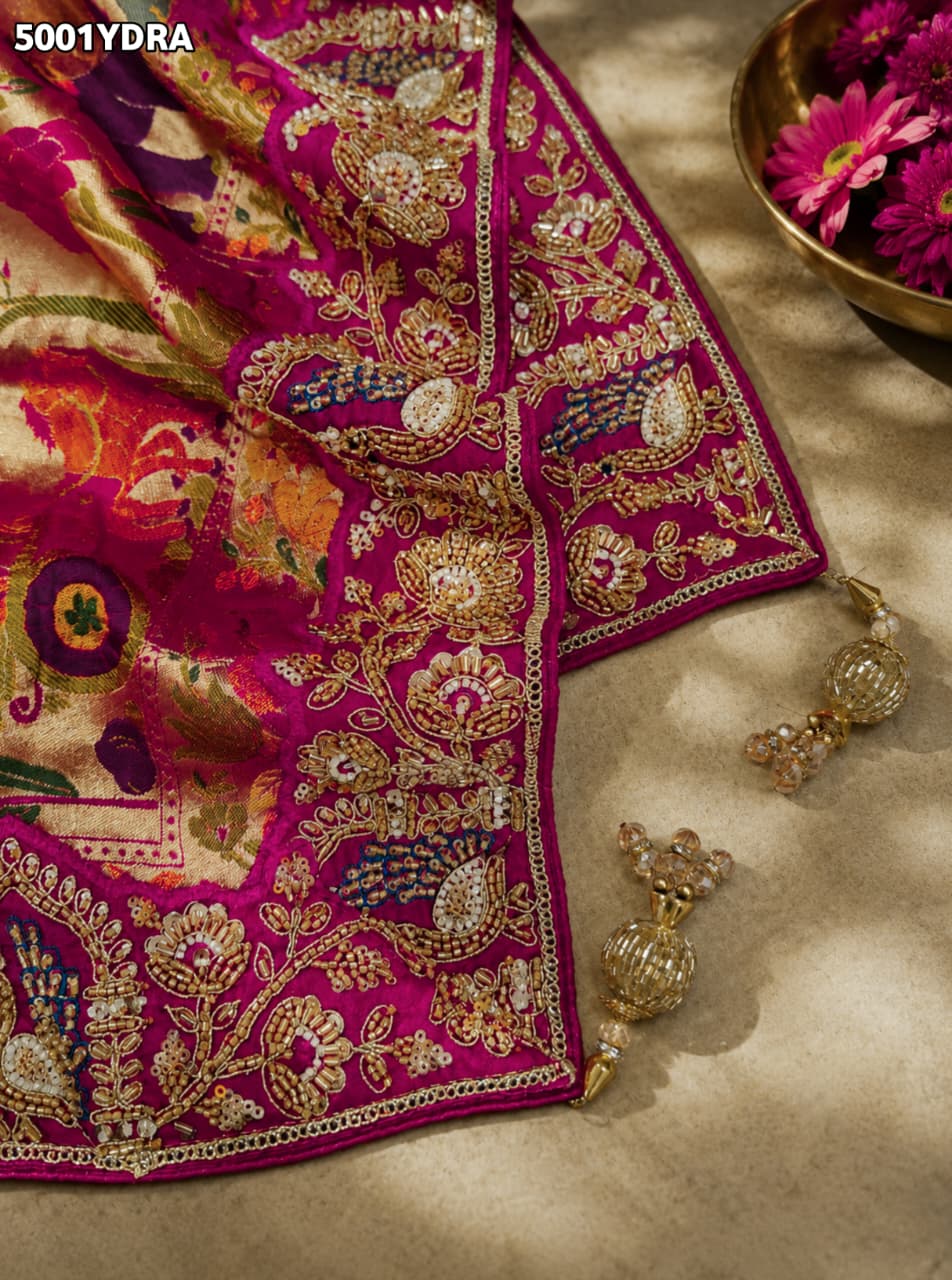 KcPc Designer Georgette Kalamkari Dupatta with Heavy Embroidery