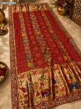 KcPc Georgette Kalamkari Style Dupatta with Heavy Embroidery Work