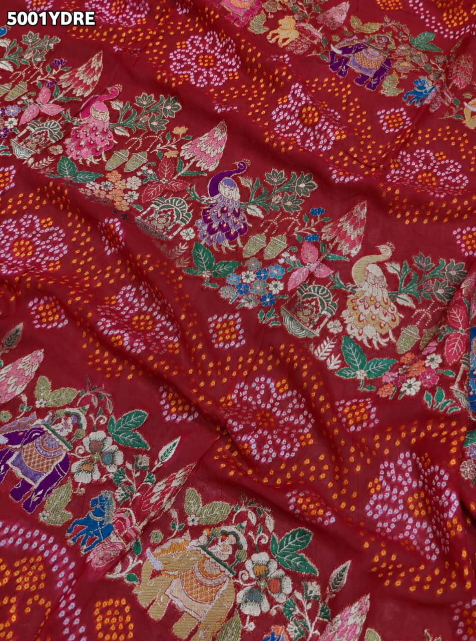 KcPc Georgette Kalamkari Style Dupatta with Heavy Embroidery Work