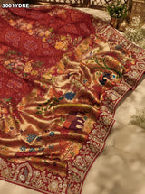 KcPc Georgette Kalamkari Style Dupatta with Heavy Embroidery Work