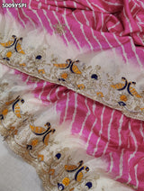 KcPc Crepe Silk Leheriya Style Saree with Designer Embroidery Work