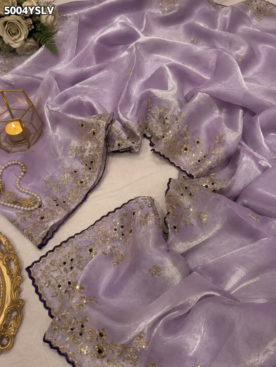 KcPcTissue Silk Designer Style Saree with Embroidery Work HM