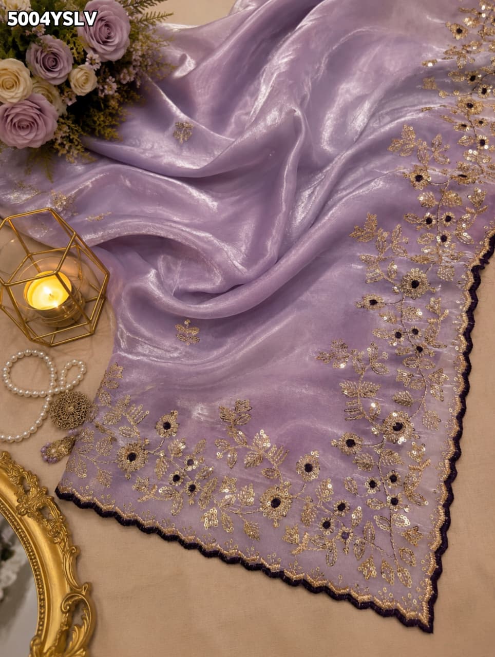 KcPcTissue Silk Designer Style Saree with Embroidery Work HM