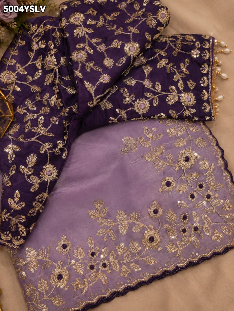 KcPcTissue Silk Designer Style Saree with Embroidery Work HM
