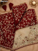 KcPc Tissue Silk Designer Saree with Beautiful Tari Embroidery WorkHM