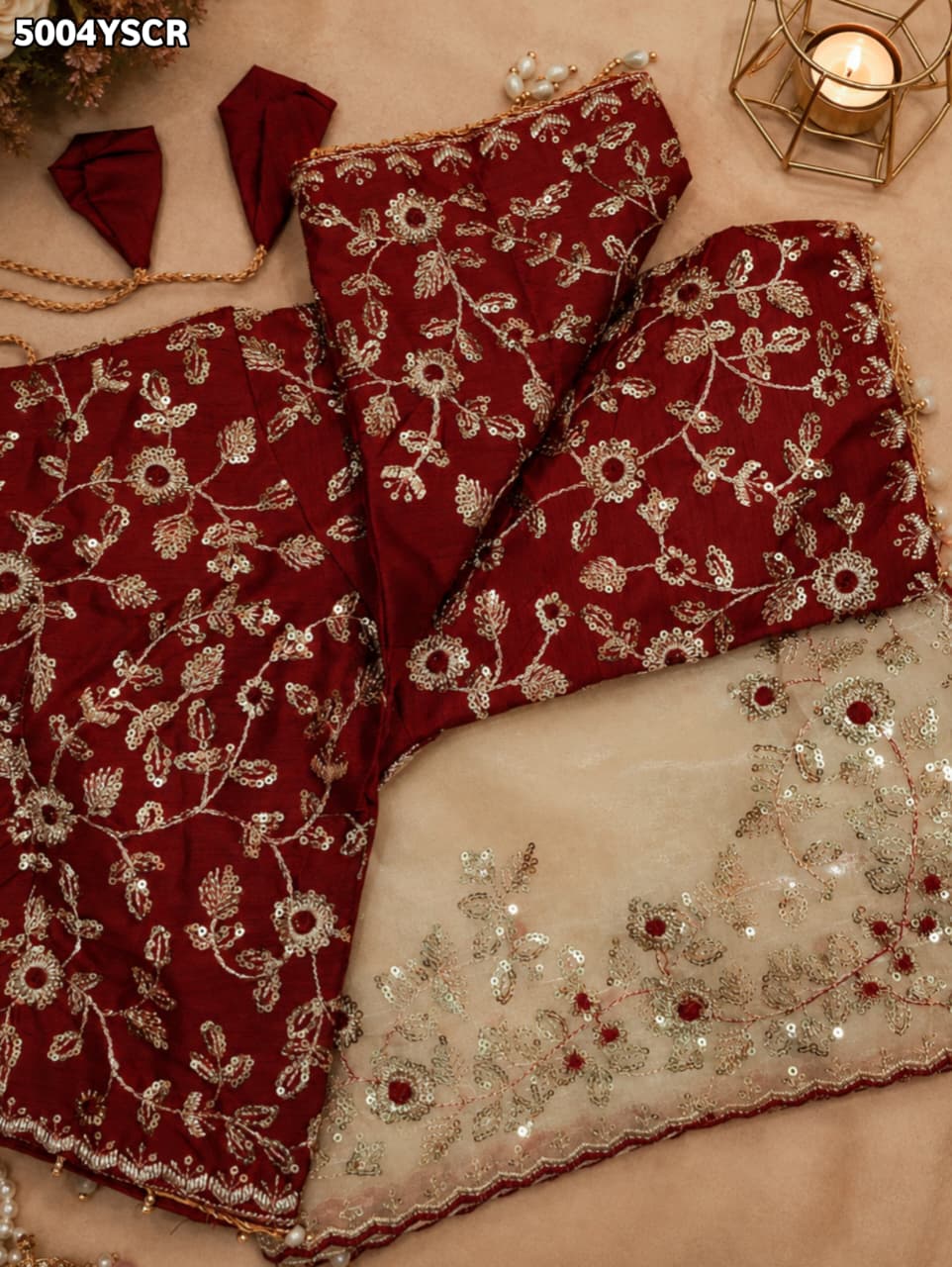 KcPc Tissue Silk Designer Saree with Beautiful Tari Embroidery WorkHM