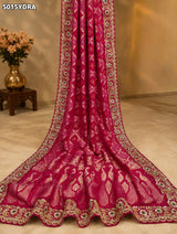 KcPc Georgette Banarasi Style Pila Chunri with Heavy Embroidery Work