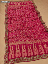 KcPc Georgette Banarasi Style Pila Chunri with Heavy Embroidery Work