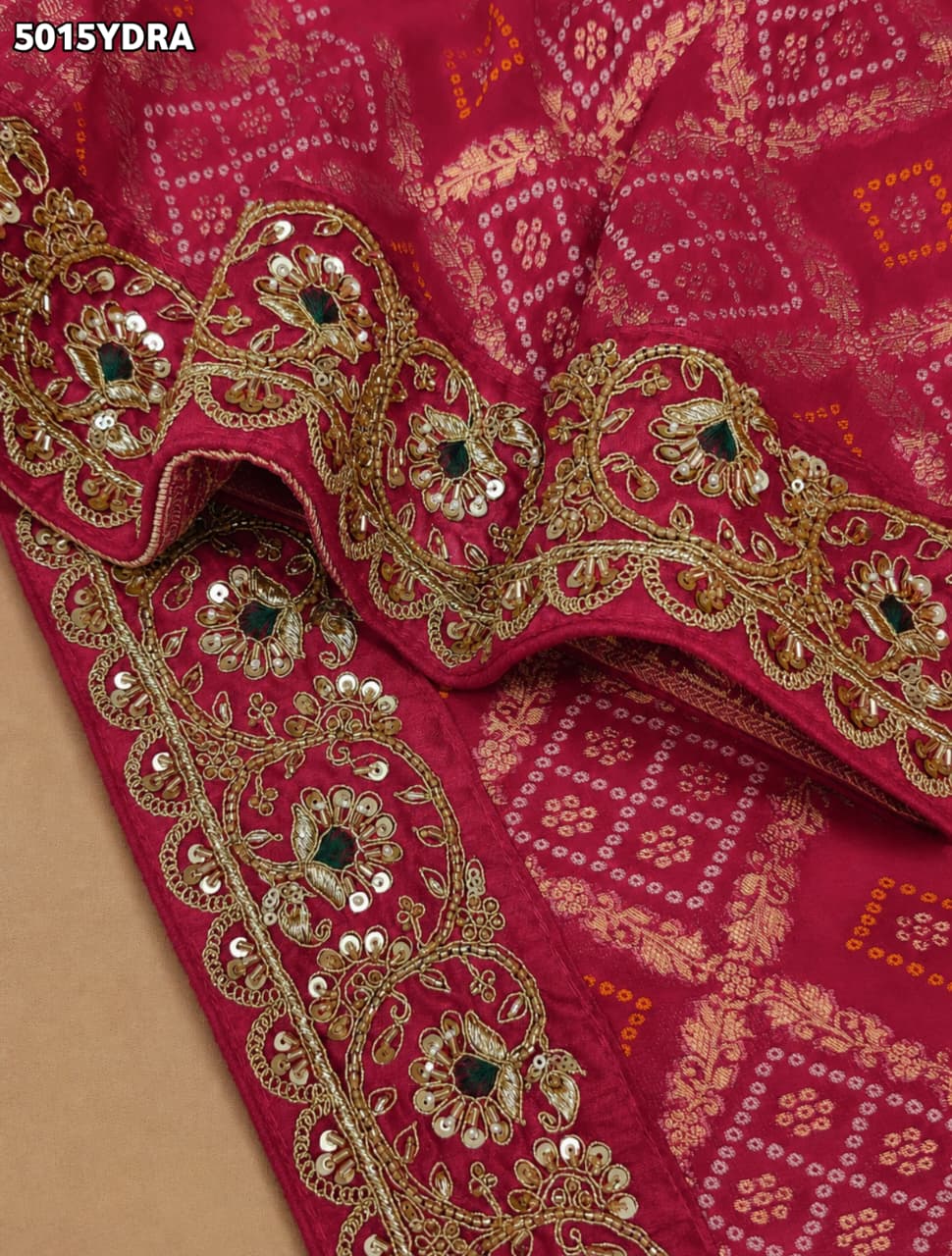 KcPc Georgette Banarasi Style Pila Chunri with Heavy Embroidery Work