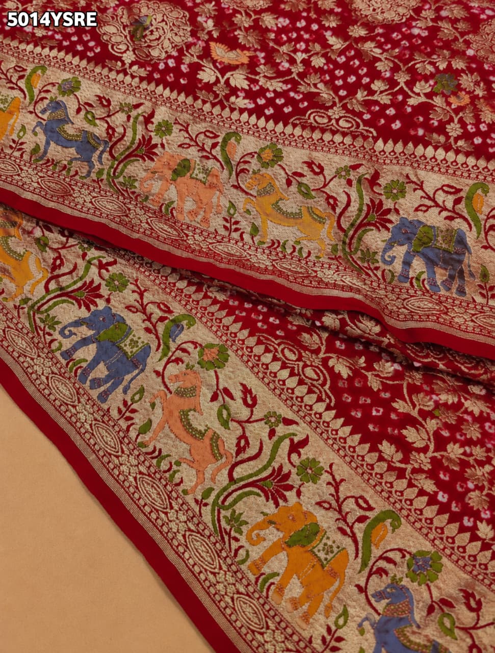 KcPc Pure Khaddi Georgette Kalamkari Saree with Zari WeavingASIF