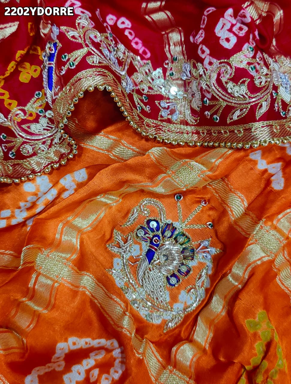 KcPc Pure Gaji Silk Bandhani Ghatchola Dupattawith Zardozi Work MOR