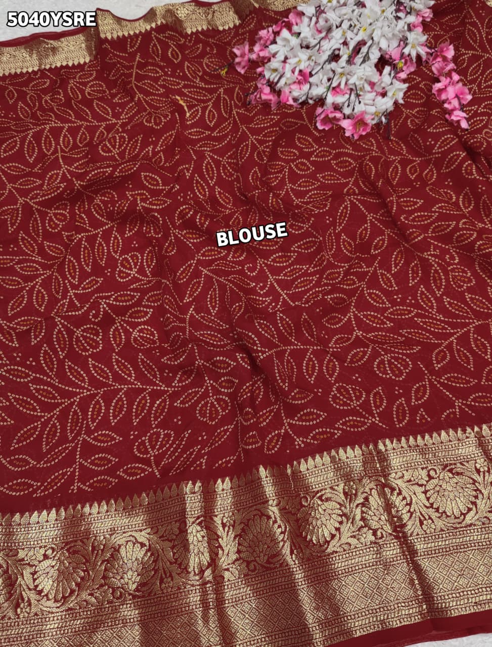 KcPc Traditional Bandhani Style Viscose Silk Saree with Elegant Zari Weaving SSM