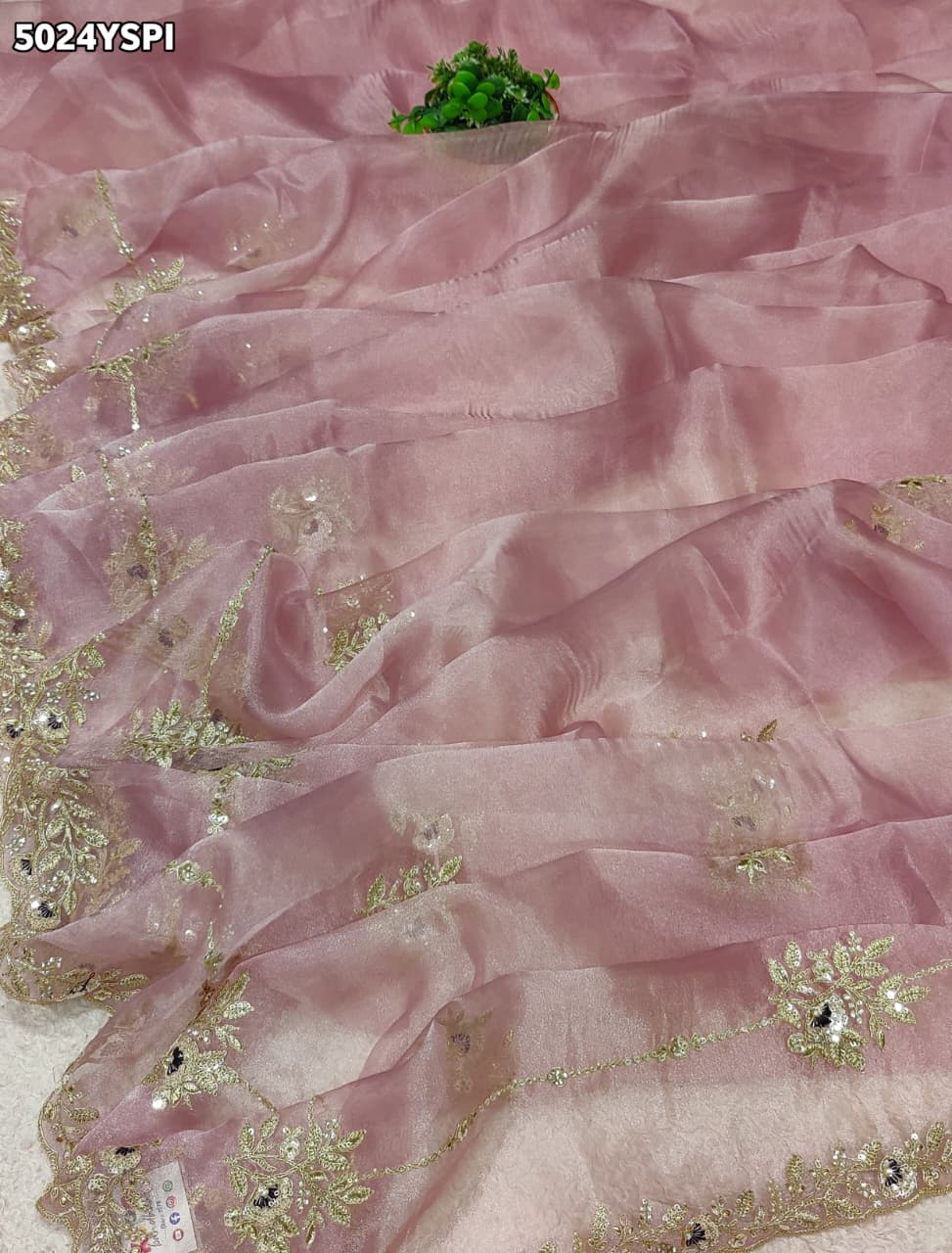 KcPc Tissue Silk Designer Saree with Embroidery Work AJD