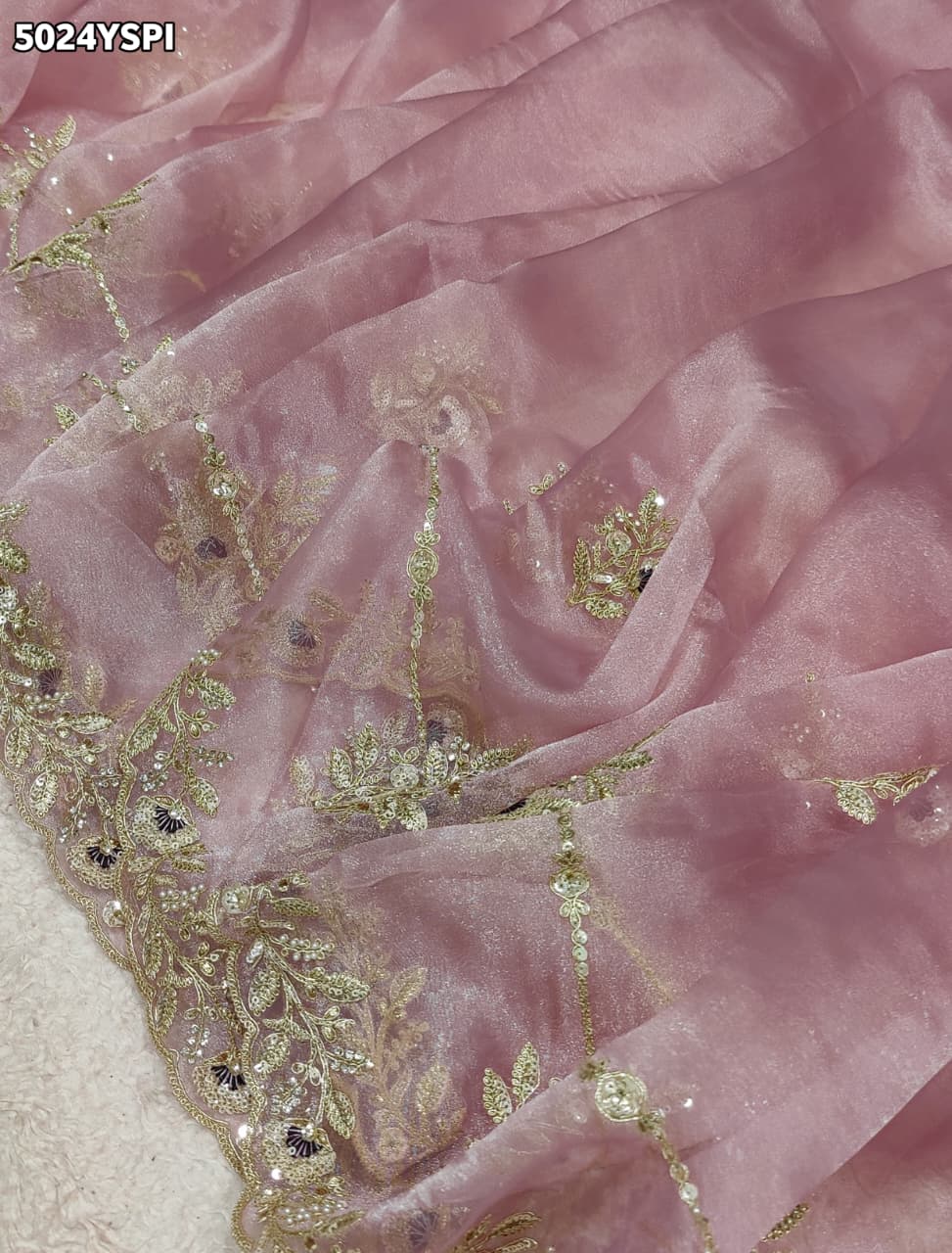 KcPc Tissue Silk Designer Saree with Embroidery Work AJD