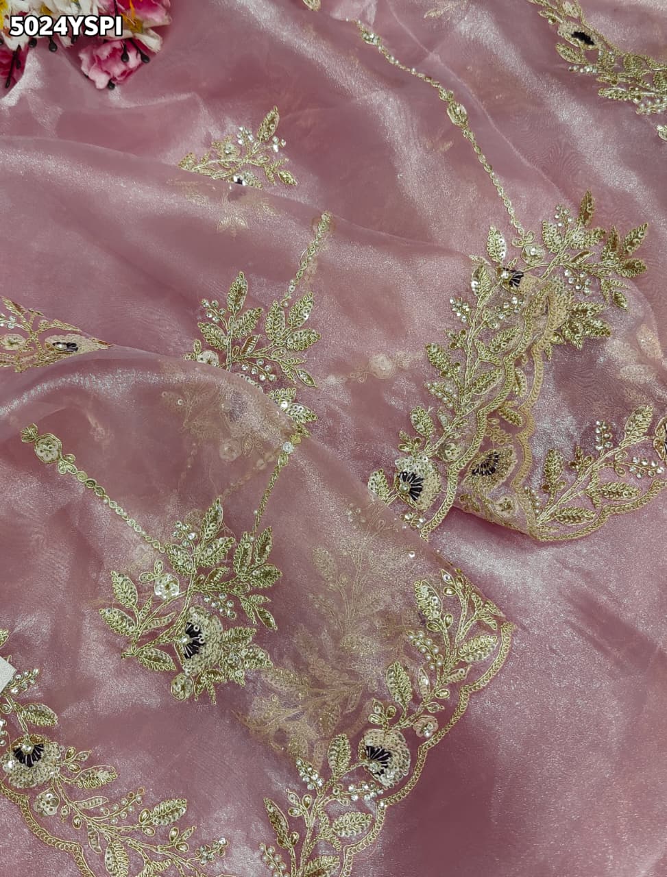 KcPc Tissue Silk Designer Saree with Embroidery Work AJD