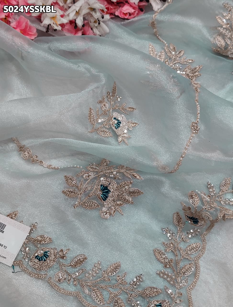 KcPc Designer Tissue Silk Saree with Elegant Embroidery Work AJD