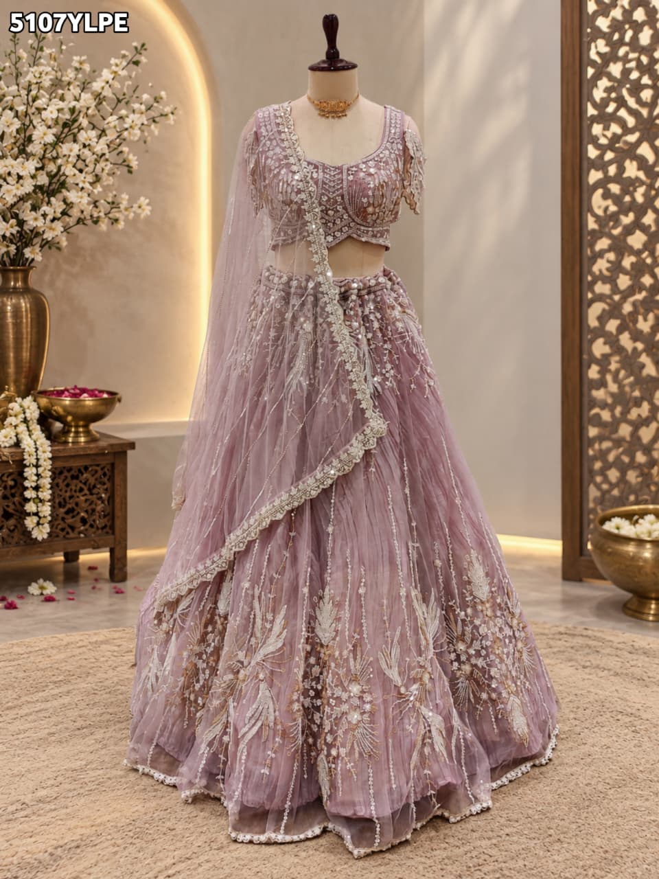 KcPc Party Wear Designer Tissue Silk Lehenga with Embroidery Work